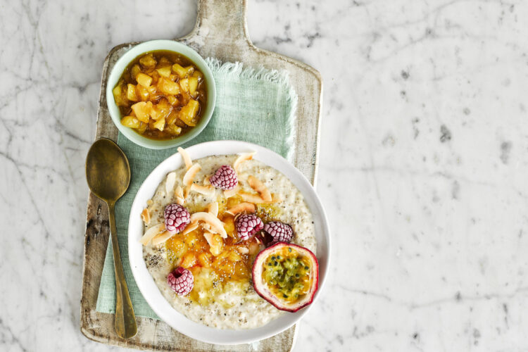 Coconut Porridge with Pineapple and Passion Fruit Jam - Flahavan's